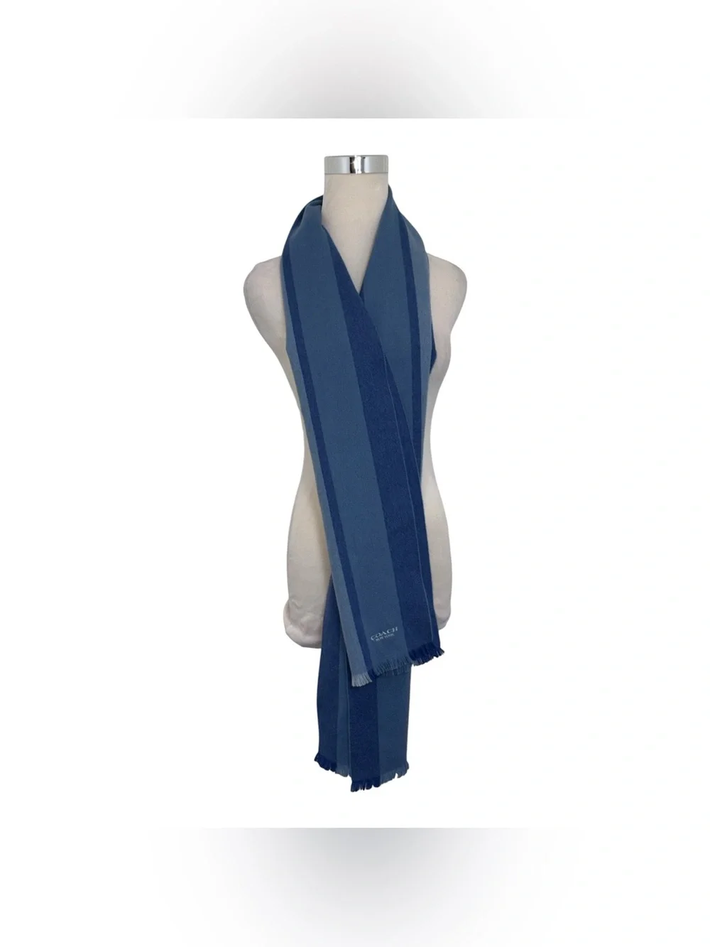 Coach New York Varsity Sport Scarf F76059 Blue Striped Unisex Men Women 79